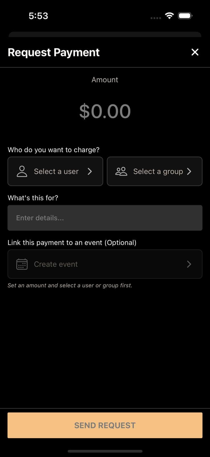 Mentor payment request screen in VAI
